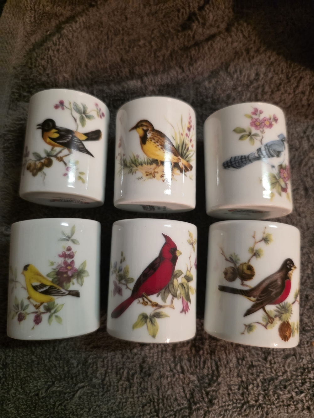6 Porcelain Bird Candle Holders